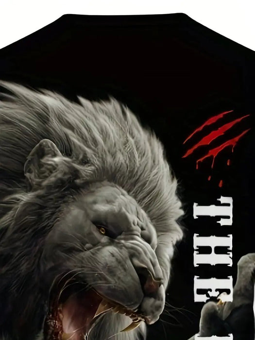 Camiseta de Hombre con Gráfico de León - Impresión Digital 3D - Quierox - Tienda Online