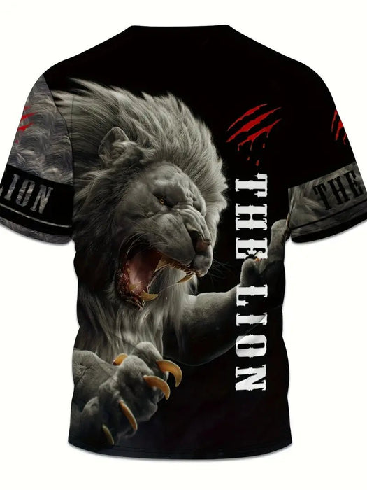 Camiseta de Hombre con Gráfico de León - Impresión Digital 3D - Quierox - Tienda Online