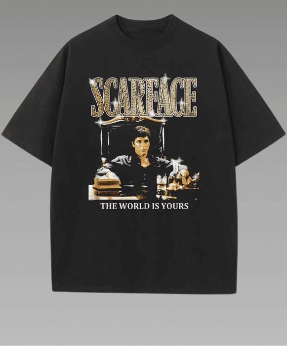 Camiseta de la película Payeah, Tony Montana, "El mundo es tuyo" - Quierox - Tienda Online