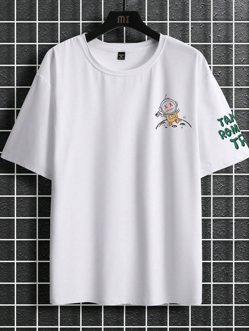 Camiseta de manga corta casual para hombre con dibujo de astronauta - Quierox - Tienda Online