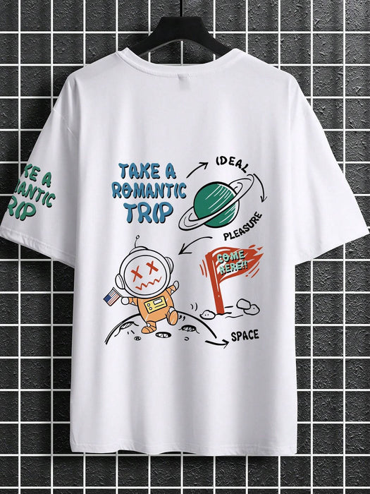 Camiseta de manga corta casual para hombre con dibujo de astronauta - Quierox - Tienda Online