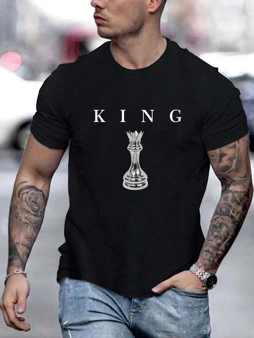Camiseta de manga corta casual para hombres con estampado de letras de ajedrez - Quierox - Tienda Online