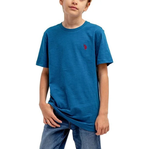 Camiseta de manga corta con cuello redondo para niño de US Polo Assn., azul - Quierox - Tienda Online