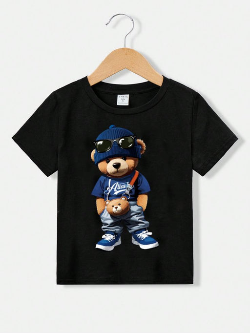 Camiseta de Manga Corta para Niños con Diseño de Oso Lindo - Cuello Redondo - Quierox - Tienda Online