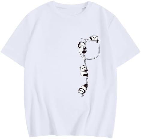 Camiseta de mujer con estampado de panda adorable: prenda cómoda e informal - Quierox - Tienda Online