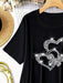 Camiseta de talla grande con estampado de lazo y corazón, blusas gráficas para mujer - Quierox - Tienda Online