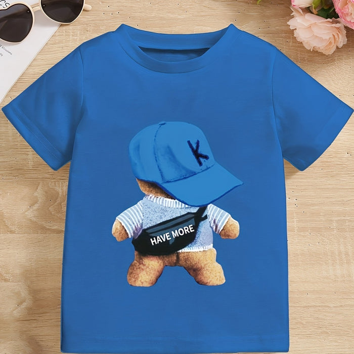 Camiseta de verano de manga corta para niños con un lindo estampado de oso - Quierox - Tienda Online