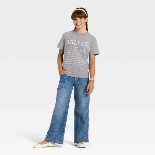 Camiseta estampada extragrande de manga corta "Ballet" para niña - Cat & Jack™ Gris jaspeado - Quierox - Tienda Online