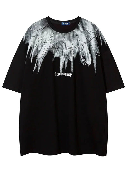 Camiseta gráfica bordada con alas inspirada en la moda vintage para hombres - Quierox - Tienda Online