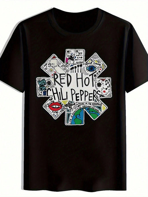 Camiseta Gráfica Negra para Hombre con Diseño de Red Hot Chili Peppers - Quierox - Tienda Online
