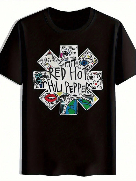 Camiseta Gráfica Negra para Hombre con Diseño de Red Hot Chili Peppers - Quierox - Tienda Online