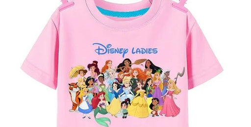 Camiseta infantil de algodón con estampado de princesas animadas de verano - Quierox - Tienda Online