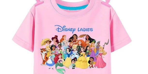 Camiseta infantil de algodón con estampado de princesas animadas de verano - Quierox - Tienda Online