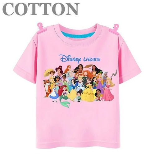 Camiseta infantil de algodón con estampado de princesas animadas de verano - Quierox - Tienda Online