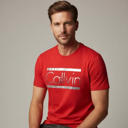 Camiseta manga corta Casual de Hombre Calvin - Rojo - Quierox - Tienda Online