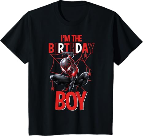 Camiseta Marvel Spider-Man Miles Morales Soy el cumpleañero, Negro