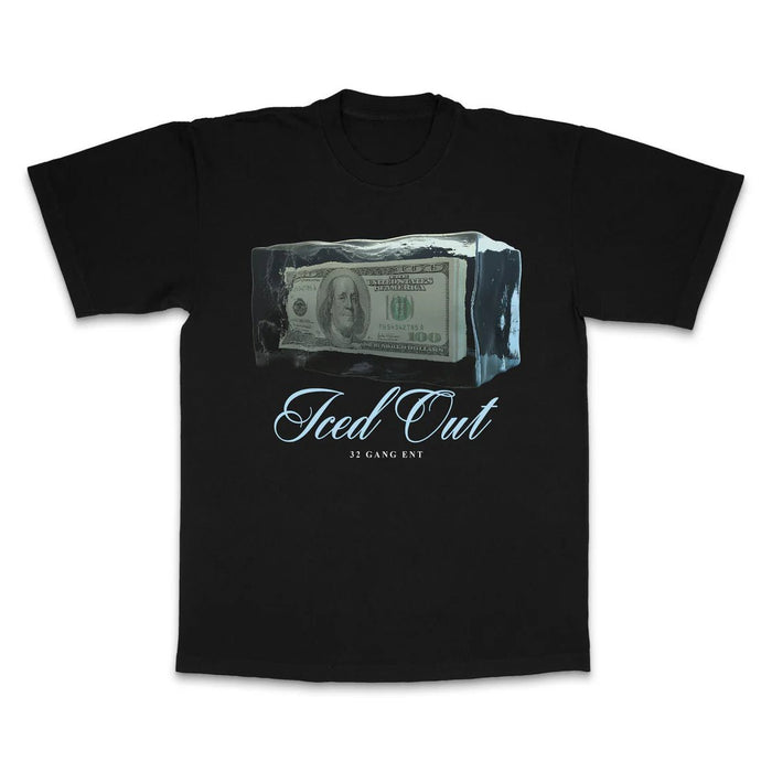 Camiseta negra basica para hombre con estampado de dolar de hielo - Quierox - Tienda Online
