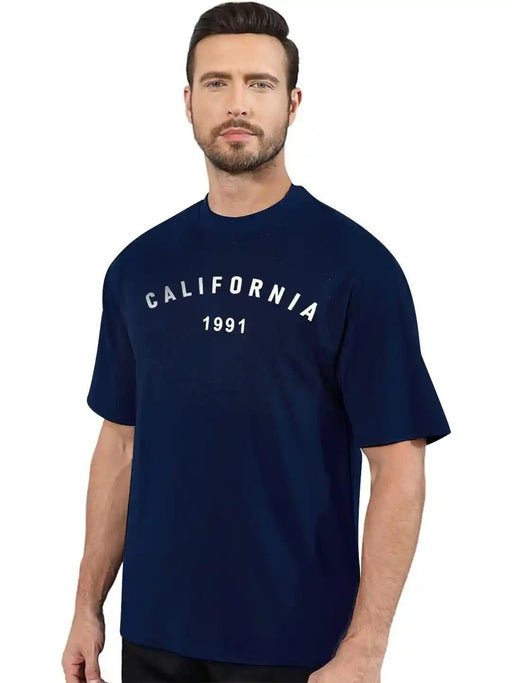 Camiseta oversize de algodón con cuello redondo y estampado tipográfico - Quierox - Tienda Online