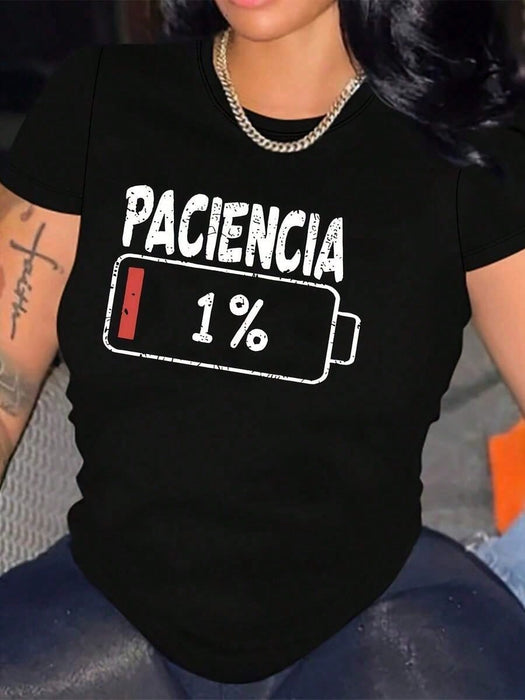 Camiseta "Paciencia 1%", estampado con humor para uso diario, estilo casual y urbano - Quierox - Tienda Online