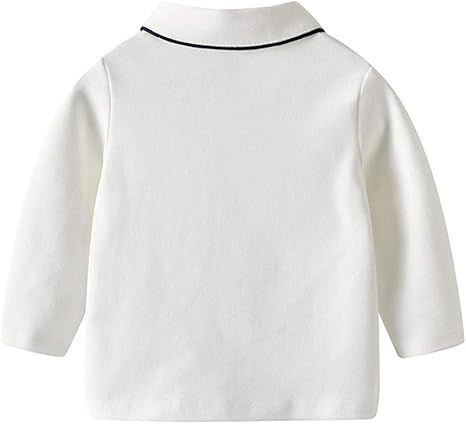 Camiseta polo de algodón de manga larga con cuello y solapa blanca para bebés - Quierox - Tienda Online