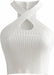 Camiseta sin mangas con cuello halter para mujer de punto acanalado - Quierox - Tienda Online