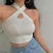 Camiseta sin mangas con cuello halter para mujer de punto acanalado - Quierox - Tienda Online