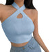 Camiseta sin mangas con cuello halter para mujer de punto acanalado - Quierox - Tienda Online