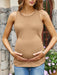 Camiseta sin mangas de maternidad para mujer de cuello redondo y punto acanalado - Quierox - Tienda Online