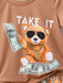 Camiseta y pantalones cortos con gráfico de oso y letra para niño pequeño - Quierox - Tienda Online