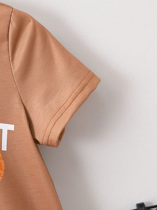 Camiseta y pantalones cortos con gráfico de oso y letra para niño pequeño - Quierox - Tienda Online