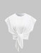 Camisetas cortas para mujer, manga casquillo, con lazo frontal, color liso - Quierox - Tienda Online