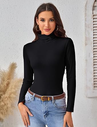 Camisetas de cuello alto para mujer, manga larga, ligera y elástica - Quierox - Tienda Online