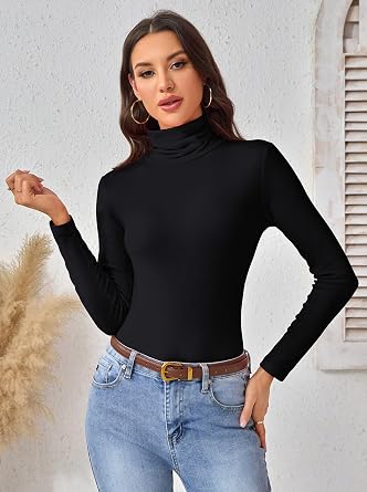Camisetas de cuello alto para mujer, manga larga, ligera y elástica - Quierox - Tienda Online
