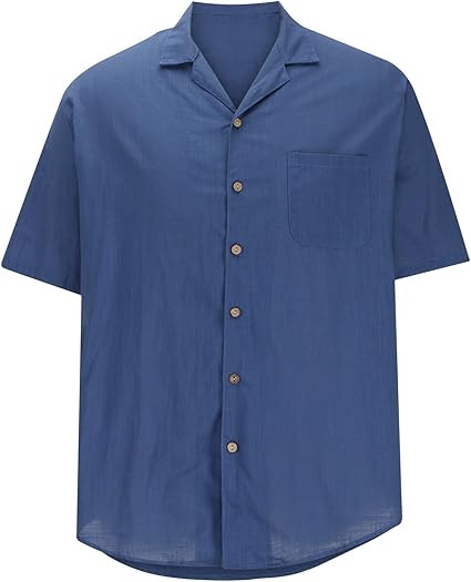 Camisetas de manga corta con botones para hombre, de algodón, casual, para trabajo - Quierox - Tienda Online