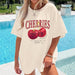 Camisetas gráficas de gran tamaño Pairxily, camisa vintage de cereza para mujer - Quierox - Tienda Online