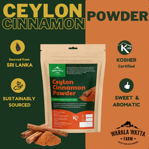 Canela pura de Ceilán en polvo de Warala Watta Farm de Sri Lanka 1 lb (16 oz) - Quierox - Tienda Online