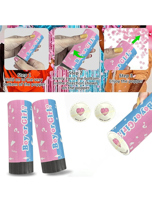Cañones de confeti para revelar el género, bodas, cumpleaños, graduaciones, baby shower - Quierox - Tienda Online