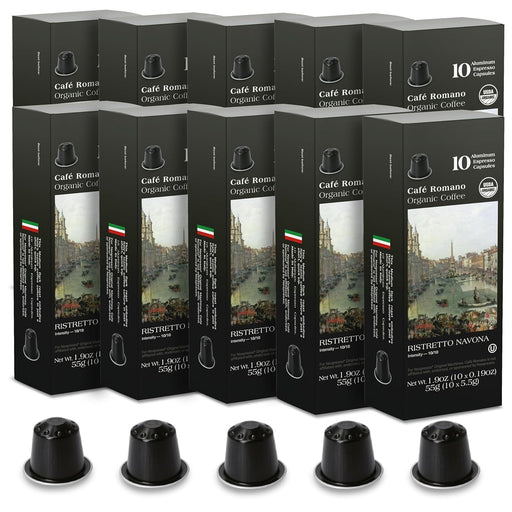 Cápsulas de café expreso orgánico USDA Café Romano de aluminio para máquina Nespresso, paquete de 100 unidades - Quierox - Tienda Online