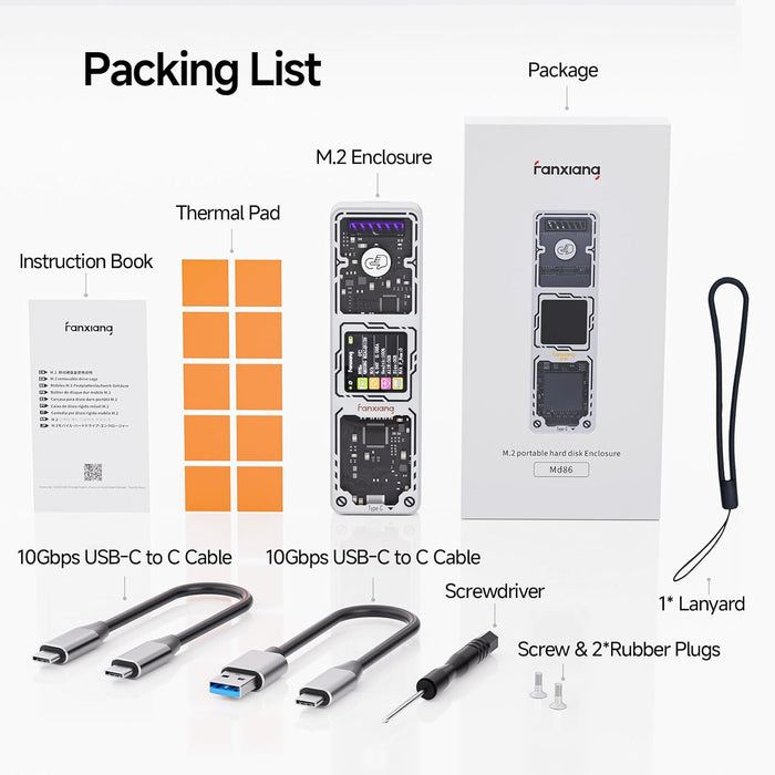 Carcasa externa de unidad de estado sólido, compatible con llaves M y B+M y SSD de tamaño 2230/2242/2260/2280, MD86 - Quierox - Tienda Online