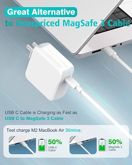 Cargador para MacBook Air MacBook Pro de 13, 14, 15 y 16 pulgadasable USB-C carga tan rápida como la original - Quierox - Tienda Online