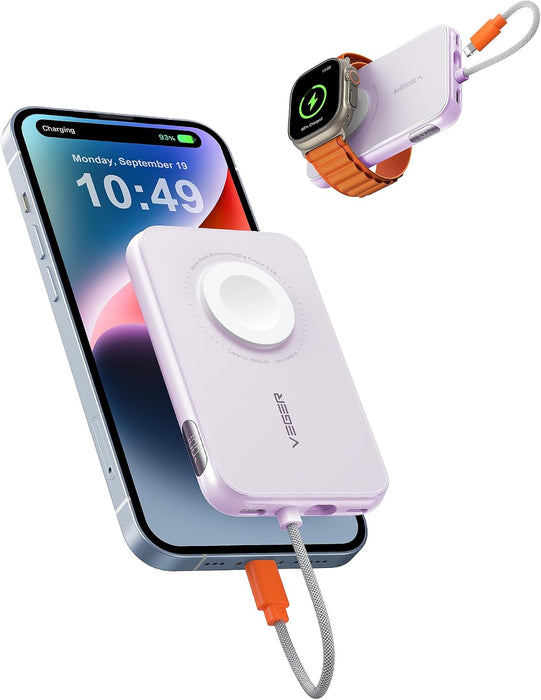 Cargador portátil VEGER para iPhone con cable integrado, mini batería externa de 10000 mAh - Quierox - Tienda Online