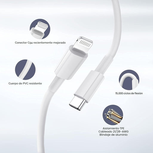Cargador rápido para teléfono [certificado MFi] Cargador tipo C de 10 pies - Quierox - Tienda Online