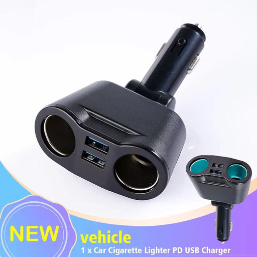 Cargador USB PD para encendedor de coche, divisor de doble toma USB, adaptador para coche - Quierox - Tienda Online