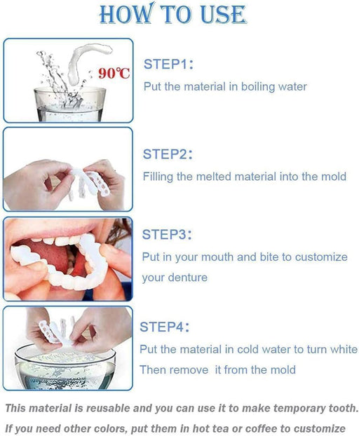 Carillas instantáneas Snap - On Perfect Smile para dientes superiores e inferiores - Quierox - Tienda Online