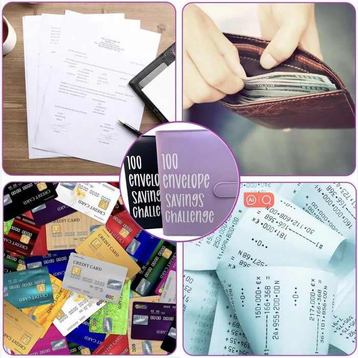 Carpeta de ahorro y presupuesto con 100 sobres, desafío de ahorro - Quierox - Tienda Online