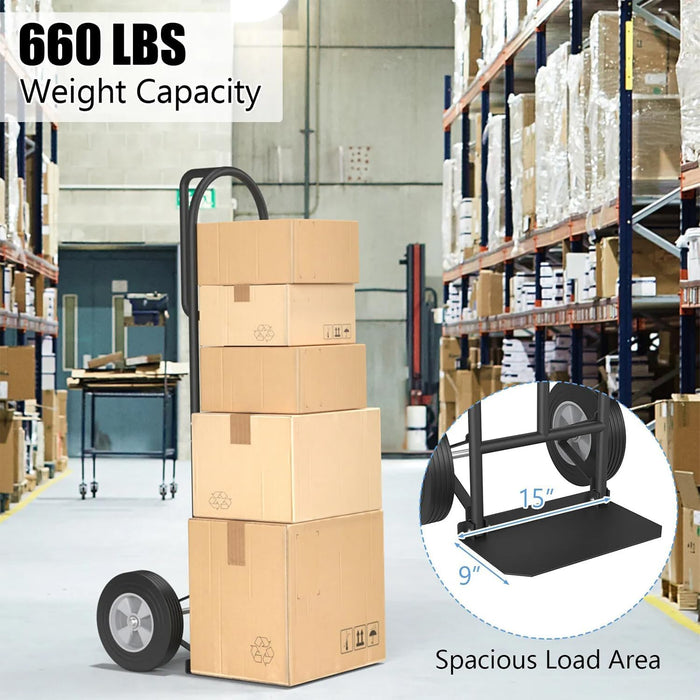 Carretilla de mano para transportar cajas con ruedas de 25 cm, carga doble de 300 kg, 51 x 48 x 132 cm - Quierox - Tienda Online