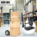 Carretilla de mano para transportar cajas con ruedas de 25 cm, carga doble de 300 kg, 51 x 48 x 132 cm - Quierox - Tienda Online