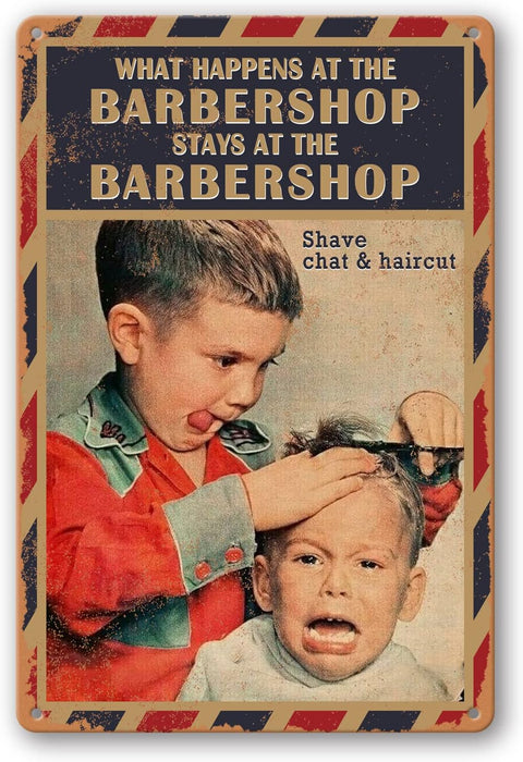 Cartel de barbería, cartel de pared de barbería, letreros de hojalata de barbería - Quierox - Tienda Online