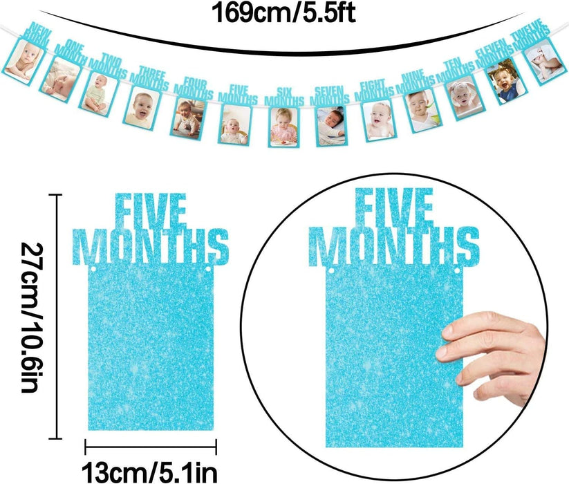Cartel de fotos de primer cumpleaños para bebé, guirnalda de banderines de 1 a 12 meses - Quierox - Tienda Online
