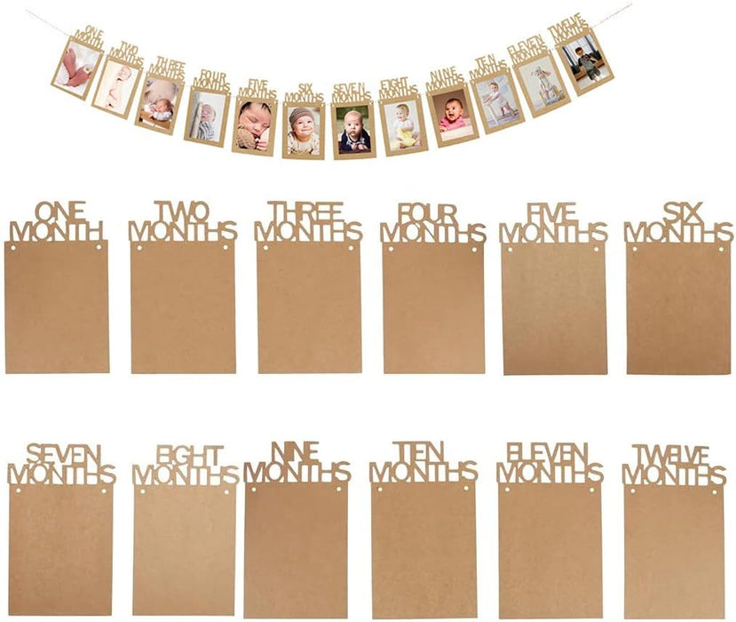 Cartel de fotos de primer cumpleaños para bebé, guirnalda de banderines de 1 a 12 meses - Quierox - Tienda Online